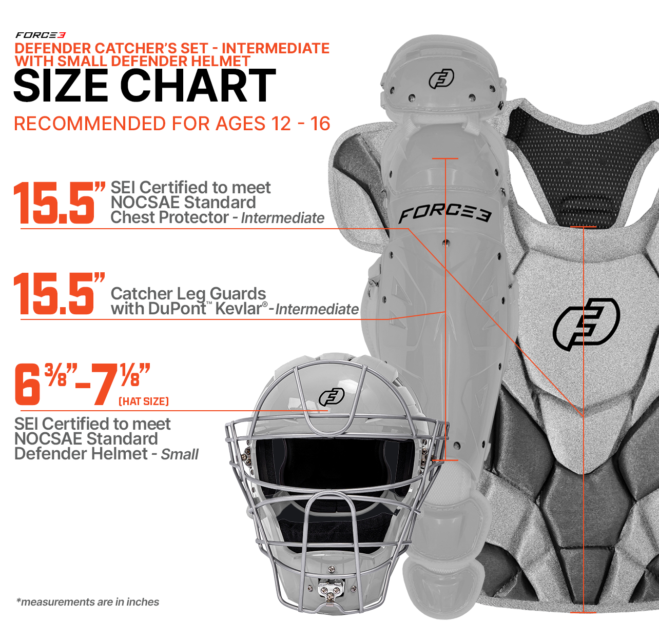 FORCE3 Defender Helmet Catcher's Set | Intermediate (ages 12-16) | Meets NOCSAE